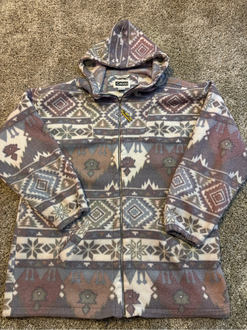 Vintage 90s G4000 Aztec Fleece Jacket Women’s L - Southwestern Full Zip Parka